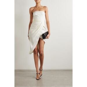 Gauge81 NWT Lica Strapless Wrap Effect Linen Blend Ivory Mini Dress Size Small